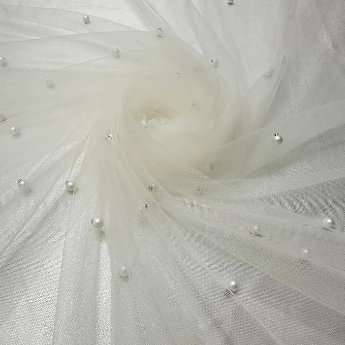 Pearl Beige Gauze Pearl Table Runner 120 Inch 10FT, Seasonal Sheer Dining Holiday Wedding Birthday Baby Shower Tulle Summer Table Decor for Home Party