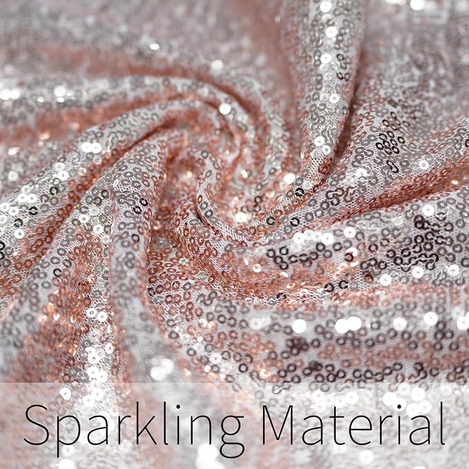 12x108 inch Rose Gold Sequin Table Runner Sparkly Glitter Table Linens 6 Packs for Party Decorations Wedding Birthday Baby Shower Engagement Anniversary