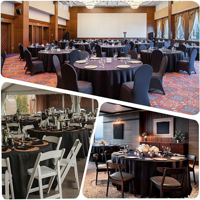 8 Pack Black Round Tablecloths 90 Inch Table Round Table Cloth, Wrinkle Resistant Washable Polyester Fabric Table Cloth Table Cover for Dining Banquet Wedding Party