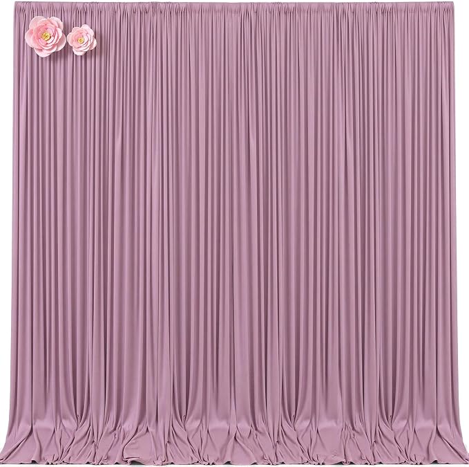 10x12 Dusty Pink Backdrop Curtains for Wedding Party Wrinkle Free Backdrops Curtain Drapes Fabric Decorations Photo Back Drop Cloth for Baby Shower Photography Stage Reception 5ft x 12ft,2 Panels