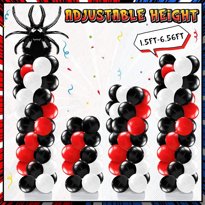 Kasyat 2 Sets Spider Party Balloon Column Stand Kit Adjustable Spider Balloon Stands for Birthday Baby Shower Hero Theme Party Decorations