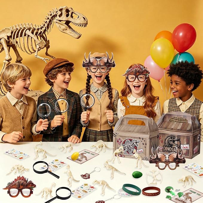 Vanblue 108 Pcs Dinosaur Party Favors Set Gift Dinosaur Fossil Digging Kit for Kids Birthday, Dino Party Supplies Decorations with Skeleton Toy Goodie Bag Stuffers,Classroom School Reward