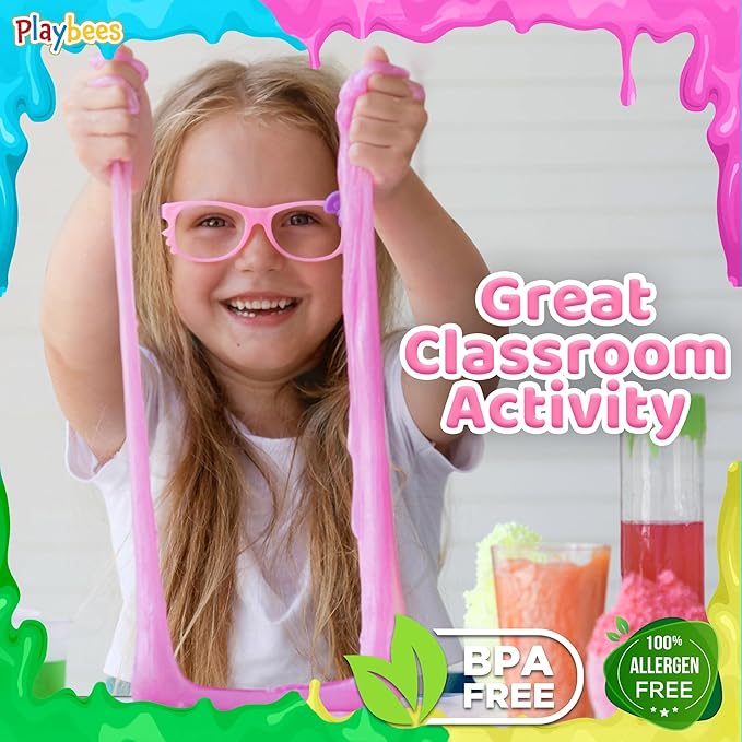 Playbees Glow in the Dark Slime – 24 Pack Neon Party Favors for Kids, Sensory Toy for Boys & Girls Ages 5+, Non-Toxic, Stretchy, Gooey Fun – Birthday, Halloween, Classroom & Treat Bags