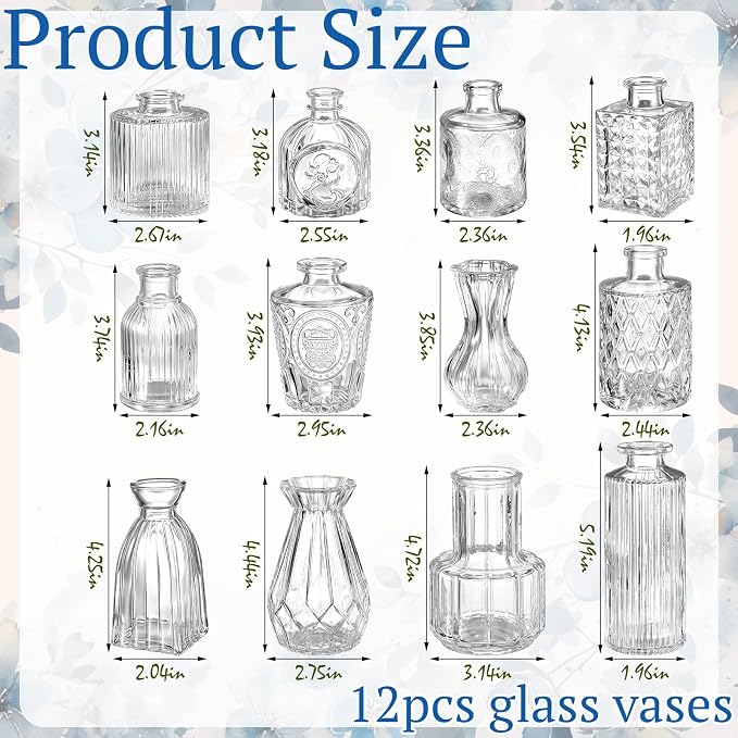 36 Pcs Artificial Flowers Table Centerpiece with Vases Colorful Wildflower Centerpieces Silk Flower Arrangement for Wedding Baby Shower Table Centerpieces Party(Blue Series,Clear)