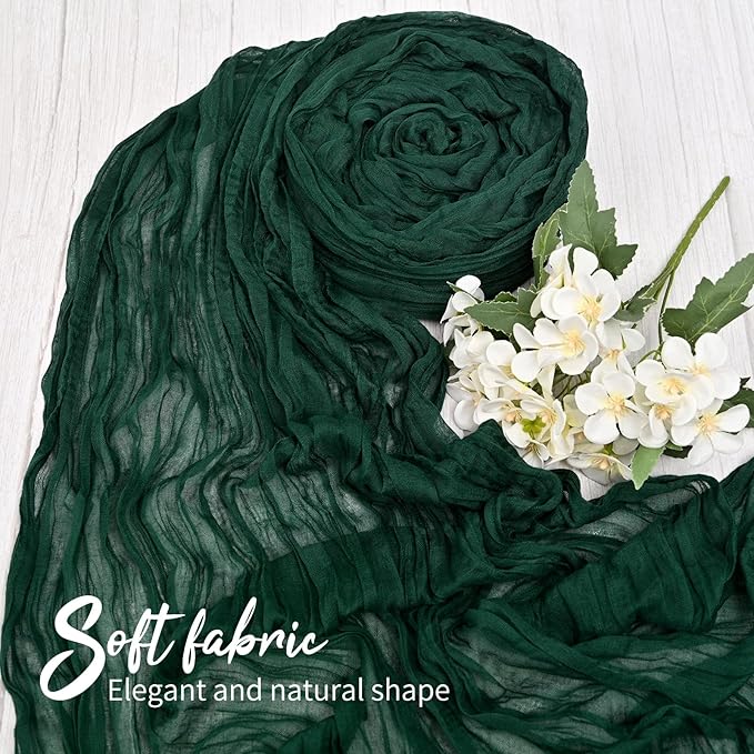 6 Pack Emerald Green Table Runner 10FT Long Cheesecloth Table Runner Cheese Cloth Gauze for Wedding Party Birthday Decoration-Emerald Green