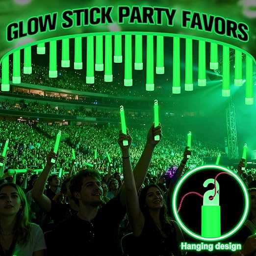 Sotiff 300 Pcs Bright 6 Inch Large Glow Sticks Bulk Emergency Glow in The Dark Sticks with 12 Hour Duration for Camping Hiking Outdoor Parties Activities Survival Storms (Green)