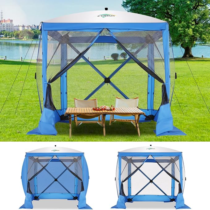 COBIZI 6x6 FT Pop up Gazebo, Popup Canopy Tent, Waterproof Screened in Gazebos,Portable Outdoor Small Screen Tents Sun Shelter,carpas para Patio for Camping, Garden and Backyard,Blue