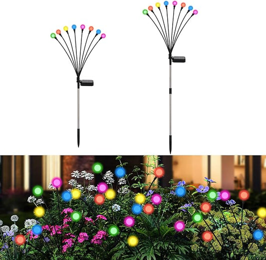 Solar Firefly Lights Outdoor Waterproof,8 Mode RGB Color Changing Firefly Swaying Solar Lights Stakes for Outside Christmas Holiday Yard Patio Plant Landscape Garden Decor 2 Pack(Multicolor)