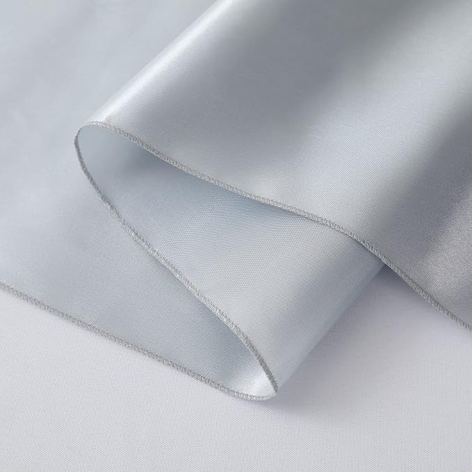 Horbaunal 12 Pack Silver Satin Table Runner 12 x 108 Inch, Smooth Table Runners for Wedding Banquets Birthday Party