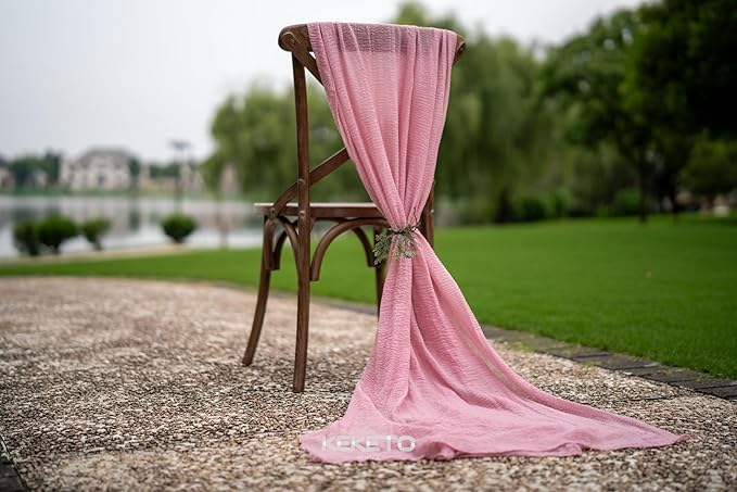 Keketoarrange 6pcs Cheesecloth Table Runner Dusty Rose Gauze 120 Inch 10 FT Rustic Boho Cheese Cloth Runner for Wedding Baby Shower Bridal Shower Party Long Sheer Centerpiece Fall Home Decoration