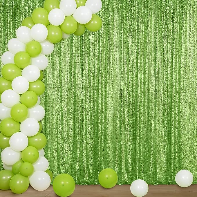 Sugargirl Apple Green Sequin Backdrop Curtain 4FTx8FT Glitter Apple Green Background Drapes Sparkle Photography Backdrop for Party Wedding Birthday Wall Decoration(1 Panel)