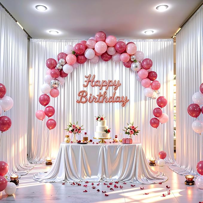 White Glitter Backdrop Curtains - 20x12FT Satin Photo Backdrop, Wrinkle-Free Shimmer Back Drop Cloth Shiny Drapes for Photobooth Wedding Birthday Parties Photoshoot Background Decorations
