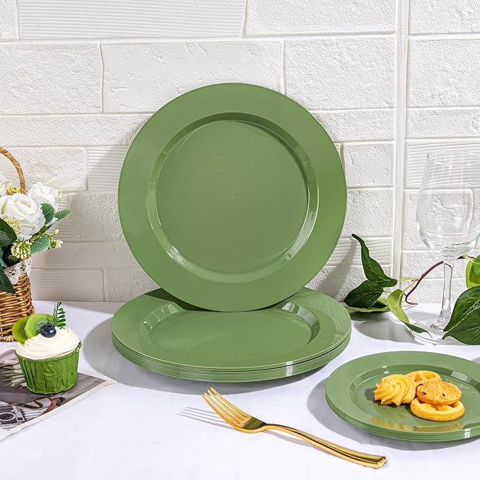 I00000 200 Pcs Green Plastic Plates, St. Patrick's Day Disposable Plates Include 100 Dinner Plate 10’’ & 100 Dessert Plate 7’’ Perfect for St Patrick's Day Party