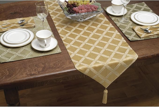 Lenox Laurel Leaf Tablecloth, Platinum - 70"W x 104"L Oval