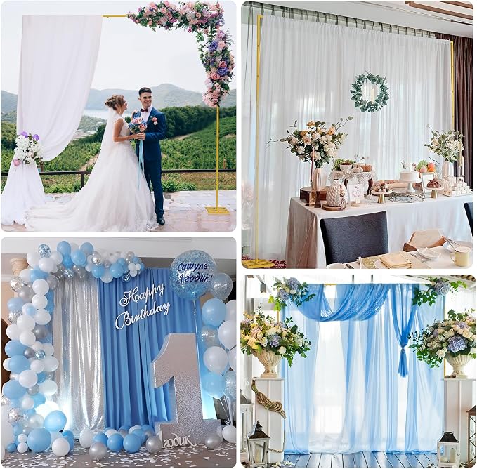 Fomcet 10FT x 10FT Backdrop Stand Heavy Duty with Base, Gold Portable Adjustable Pipe and Drape Kit, Square Metal Arch Party Frame for Wedding Birthday Parties Banquet Decorations