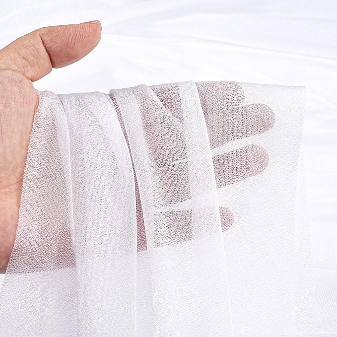 QueenDream White Sashes Wedding Chair Decorations: 50PCS Tulle Chair Cover Bands Aisle Sheer Chairs Bows for Indoor Outdoor Ceremony Banquet