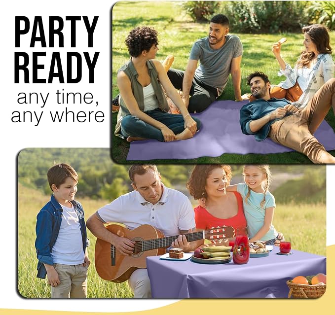 Party Solids 66% Thicker Premium Lavender Plastic Table Cover Roll 40" X 300' Table Cloth Plastic Cover Roll Quality Thick Banquet Rolls Disposable Tablecloth Rolls Strong American Based Company
