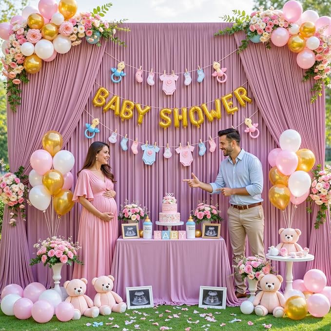 10 Panels Dusty Pink Backdrop Curtains for Wedding Party Wrinkle Free Backdrops Curtain Drapes Fabric Decorations Photo Back Drop Cloth for Baby Shower Photography Stage Reception 50ft(W) x 12ft(H)