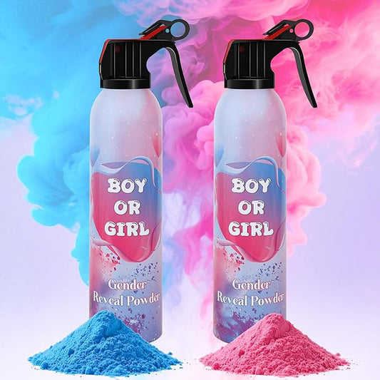 Large Gender Reveal Smoke Bombs 2 Packs, Pink & Blue Biodegradable Powder Spray for Baby Boy or Girl Reveal, Long-Lasting 10ft Smoke Effect, Unique Gender Reveal Ideas & Party Decorations
