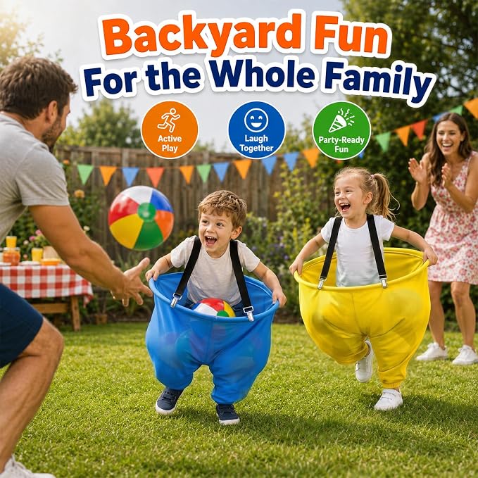 Granny Pants Yard Game for Adults and Kids, Big Pants Ball Catch Game with 2 Giant Pants, Balls, Pumps & Storage Bag, Outdoor Tossing Games for Birthday Party, Backyard Party, Family Reunion