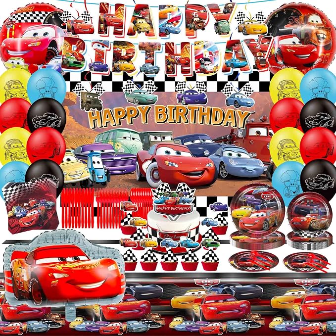 123 PCS Birthday Decorations Set with Banner, Balloons, Tablecloth, Paper Tableware, Hanging Swirl,Backdrop for Adult Celebration Theme Supplies