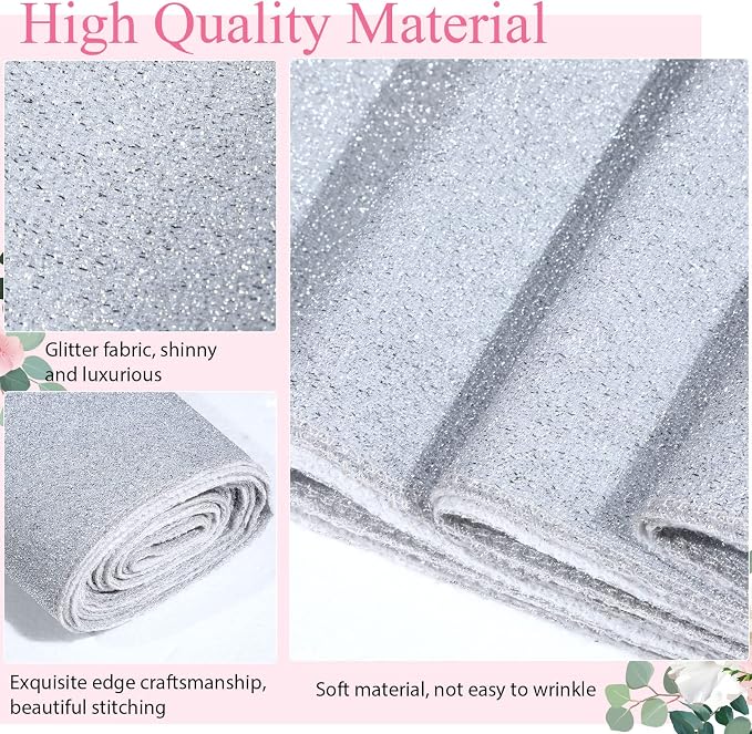 Shihanee Sequin Aisle Runner for Wedding Glitter Rug with Carpet Tape Sparkly Prom Outdoor Floor Birthday Carpet Runner for Ceremony Event Graduation Party(4 x 15 ft,Silver)