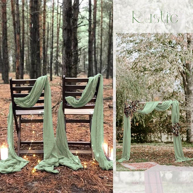 10 Pack Sage Green Table Runner 10Ft Cheesecloth Table Runner Boho Gauze Cheese Cloth Table Runners Romantic Long Sheer Fabric Table Runners for Wedding Party Bridal Shower