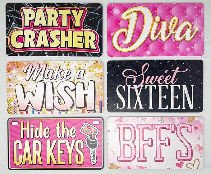 KING PROPS Fully Assembled Sweet Multicolor DIY Photo Booth Props Kit Water Proof Perfect 16th Birthday, Wedding Parties Decorations Set, Double Sided 6 Count PVC Photo Booth