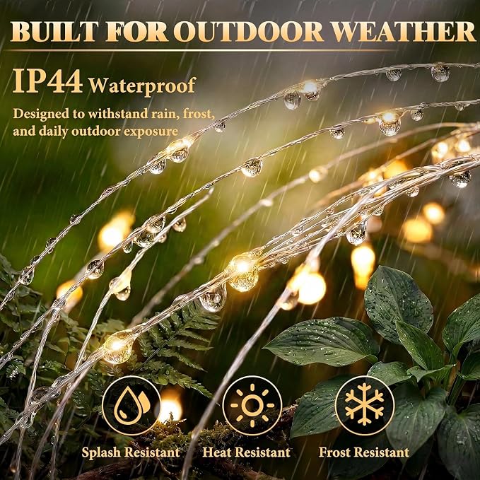 Solar Firework Lights, 6 Pack 120 LEDs 8 Lighting Modes Twinkle Solar Garden Lights Outdoor Waterproof for Yard Patio Walkway Pathway Party Wedding Balcony Decorative- Warm White