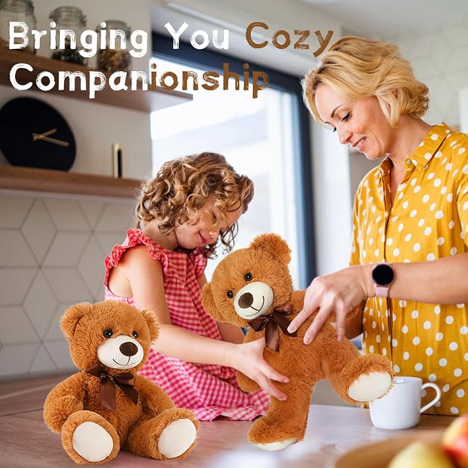 MaoGoLan Bulk Teddy Bear Baby Shower, 10 Packs Small Dark Brown Teddy Bear Stuffed Animals in Bulk,13.5" Small Stuffed Bears Plush for Wedding,Birthday,Christmas, Party Decorations