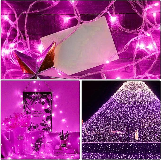 800 Led Pink String Lights Indoor Outdoor Christmas Decorations, 330 Ft 8 Modes Plug in Fairy Lights Pink Valentine Day Room Decor
