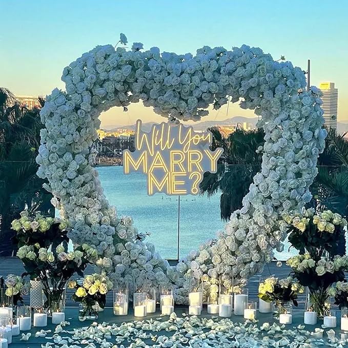 6.2FT Heart Arch Stand for Proposal Wedding Backdrop Stand Wedding Balloon Arch Stand Metal Heart Shaped Arch for Ceremony Valentine's Day Birthday Party Baby Shower Decorations (Golden)
