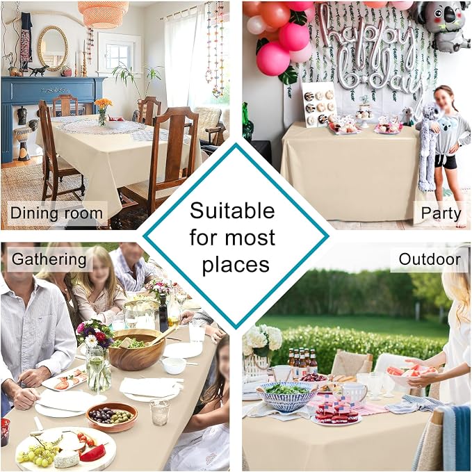 Hiasan Small Tablecloth for Square Tables - Waterproof and Spillproof Washable Fabric Table Cloth for Dining Room Kitchen Party (Beige, 40 x 40 Inch)