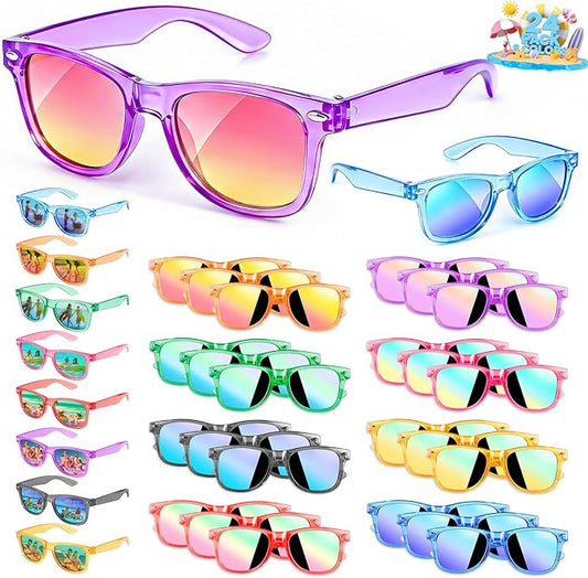 Party Favors Kids Sunglasses - Toddler Sunglasses Bulk for Kid Age 3-8, Neon Glasses with UV 400 Protection for Boys Girls, Goodie Bags Stuffers for Birthday Classroom Graduation Gifts - 24 Packs