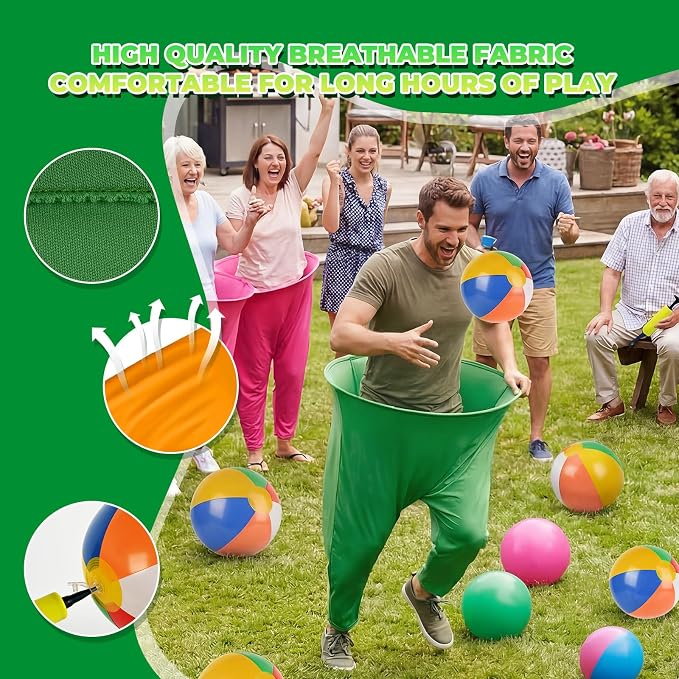 Granny Pants Yard Game, Granny Pants with Bouncy Balls & Pump, Giant Pants Outdoor Game & Big Pants Ball Catch Game, Granny Pants Game for Kids & Adults, Perfect for Family Reunion Games