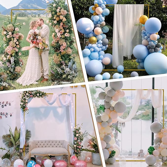 Wokceer Backdrop Stand Square Wedding Arch 6.6FT x 5.2FT Gold Metal Balloon Arch Backdrop Stand for Wedding Ceremony Birthday Party Baby Shower Photo Booth Background Decor