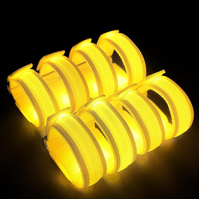 KIRALUMI 8 PCS LED Glow Bracelets, Light Up Wristbands - Halloween Glow in The Dark Party Bracelets Favors Supplies for Christmas, Concerts, Festivals, Game Prizes, Sports, Rave Accessories（Yellow）