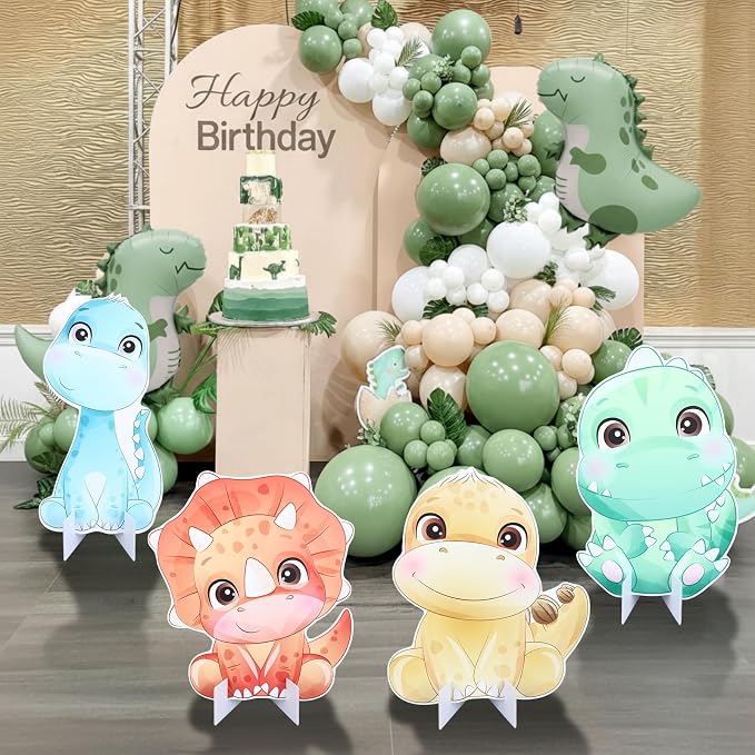 Gemscream 4 Pcs Large Dinosaur Party Decorations 23.6 Inch Cute Cartoon Dinosaur Cutouts Dino Baby Shower Birthday Decor Backdrop Photo Booth Props Party Supplies for Birthday Parties Decor