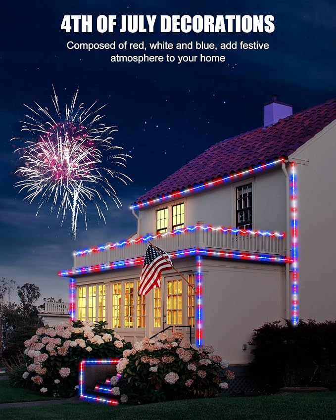 Minetom Color Changing Rope Lights Outdoor - Connectable 66ft 200 LED Outdoor String Lights with Remote, 18 Colors, Christmas Light for Bedroom Outside Patio Holiday Decoration