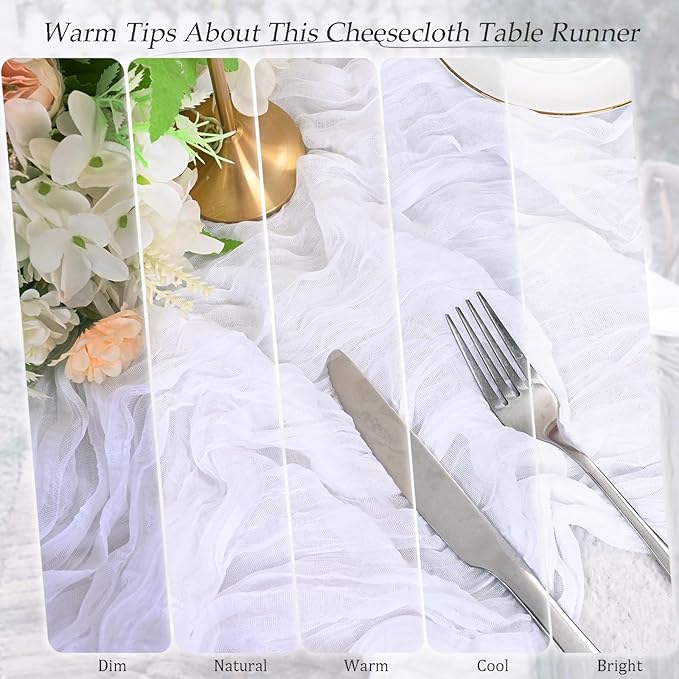 10 Pack White Cheesecloth Table Runner 17x108 Inch Semi Sheer Boho Rustic Gauze Cheese Cloth Table Runners for Wedding Party Birthday Baby Shower Home Décor
