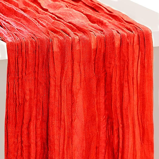 1 Pack Red Cheesecloth Table Runner 35x120 Inch 10Ft Rustic Gauze Cheese Cloth Table Runner Sheer Cheesecloth Table Runners for Wedding Party Bridal Shower Decoration