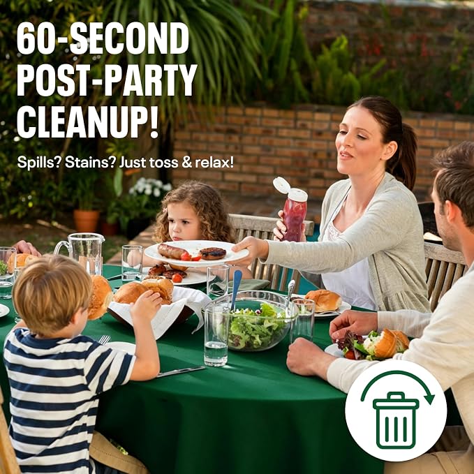 54IN X 600FT Plastic Table Cover Roll, Plastic Table Cloths for Parties, Birthday, Weddings, Banquet,Disposable Tablecloth Roll for All Shape Tables,Party Supplies(Green, 54 Inch X 600 Feet)