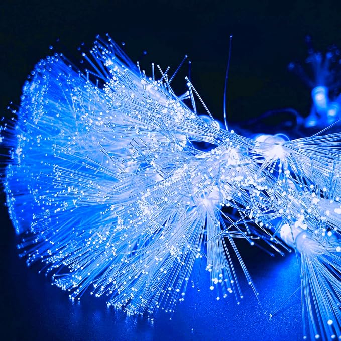 33FT 80LED Fiber Optic Fairy String Lights Starburst Firework Light Battery Powered for Wedding, Christmas Tree, Garden, Patio, Party Decoration (Blue)