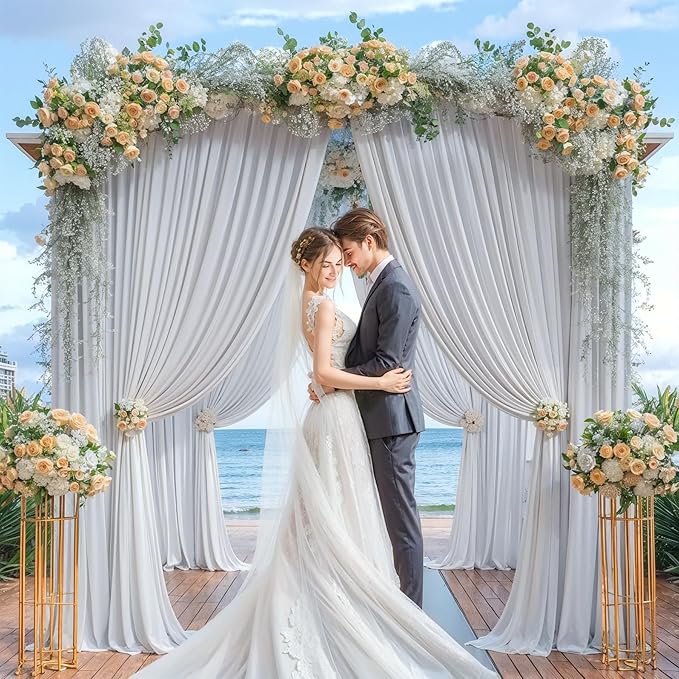 10ft x 10ft Silver Grey Backdrop Curtain for Parties Wedding Wrinkle Free Backdrop Drapes Panels for Baby Shower Birthday Photo Photography Polyester Fabric Background Decoration