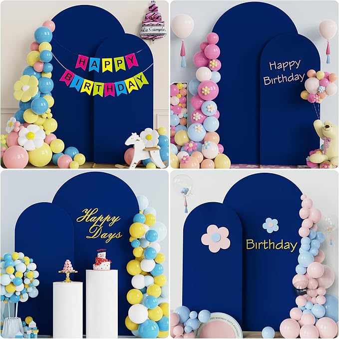 Wokceer Wedding Arch Backdrop Cover 7.2FT, 6FT Spandex Fitted Wedding Arch Stand Covers 2 Set Round Top Chiara Backdrop Stands Cover for Birthday Party Ceremony Banquet Decoration Royal Blue