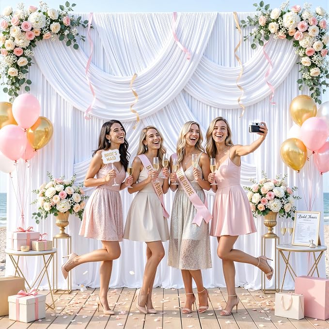 10 Panels White Backdrop Curtains for Wedding Party Wrinkle Free Backdrops Curtain Drapes Fabric Decorations Photo Back Drop Cloth for Baby Shower Photography Stage Reception 50ft(W) x 12ft(H)
