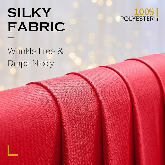 10ft×12ft Red Backdrop Curtain for Wedding Parties, 2 Panels Wrinkle Free Polyester Photo Backdrop Drapes Back Drop Cloth for Memorial Day Birthday Photography Background
