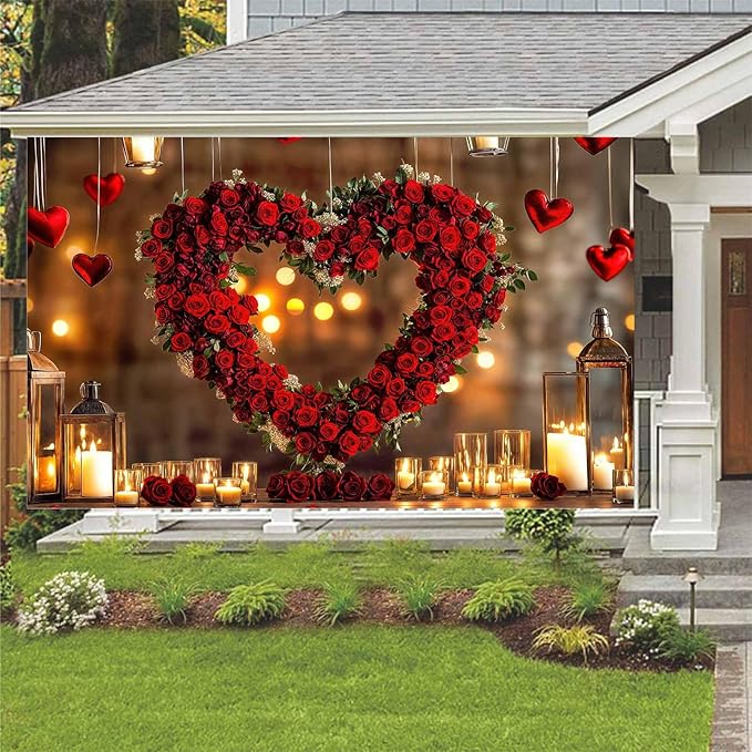 5X3ft Valentine's Day Backdrop Red Love Heart Photography Background, Wedding Bridal Party Background Decor Proposal Confession Backdrop Banner Portrait Photo Studio Booth Props, Red-3