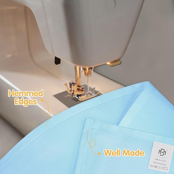 BRILLMAX 10 Pack Light Blue Tablecloths 60 x 126 Inch for 8ft Rectangle Tables - 150 GSM Polyester Fabric, 15" Standard Drop, Water, Stain & Wrinkle Resistant Cloth Cover for Wedding Dining Buffet