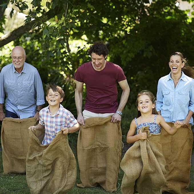 EBaokuup 12 Pack Large Burlap Potato Sack Racing Bags-39"x21" Nature Jute Sacks Race Bag for Adults & Kids Outdoor Game-Reusable Potato Sack Bags for Easter Lawn Games Vegetable Storage Plant Cover